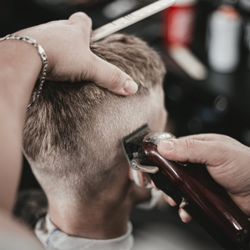 Client in the chair mid-cut