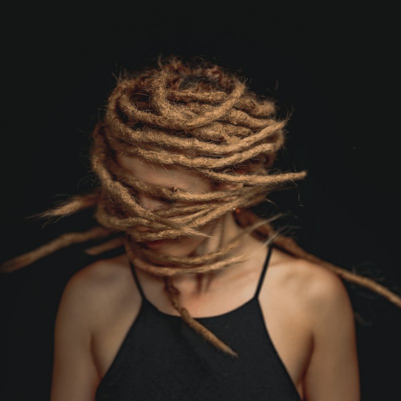 Braided hair, side view