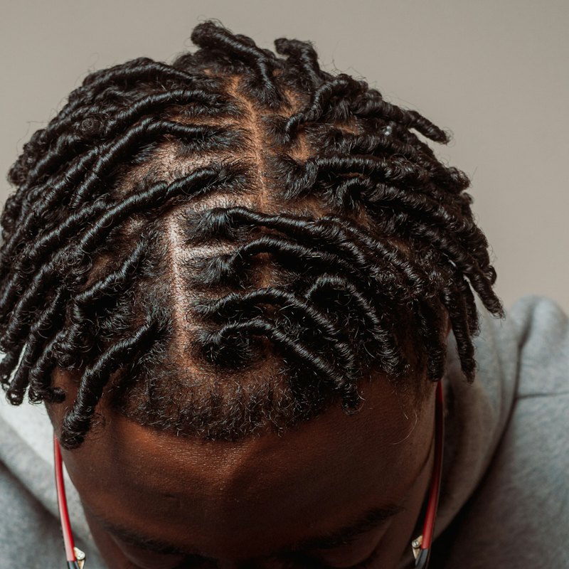 Two-strand twists with clean parting, top view